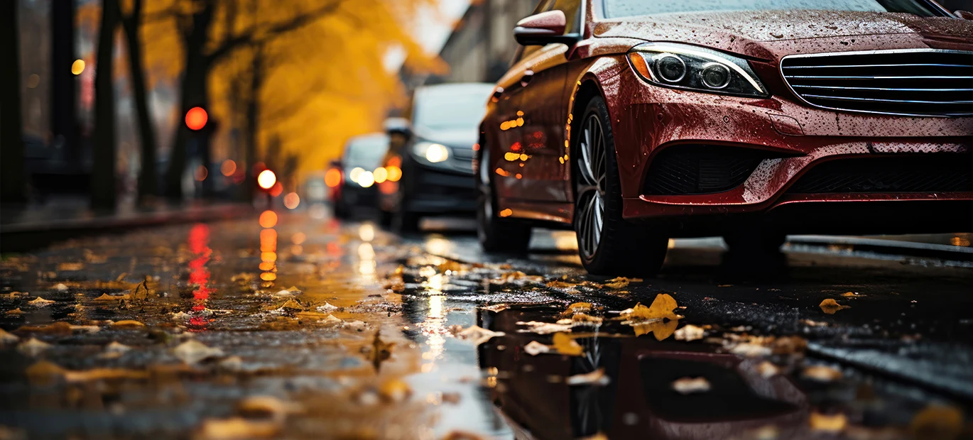 Car in rain.