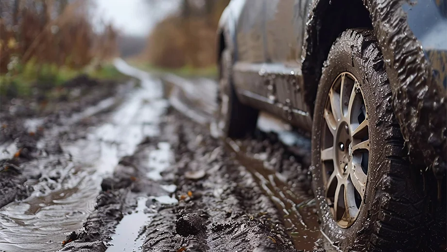 Car stuck in the mud.